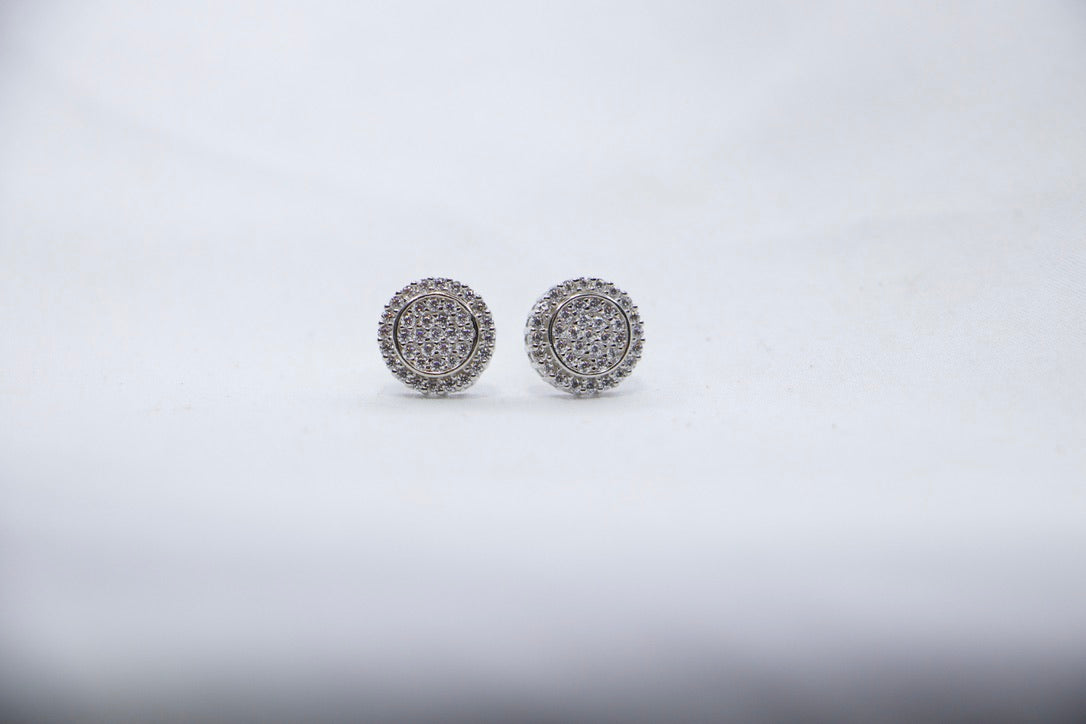 Diamond Halo Stud Earrings - Luxury Diamond Jewelry for Women, front view.