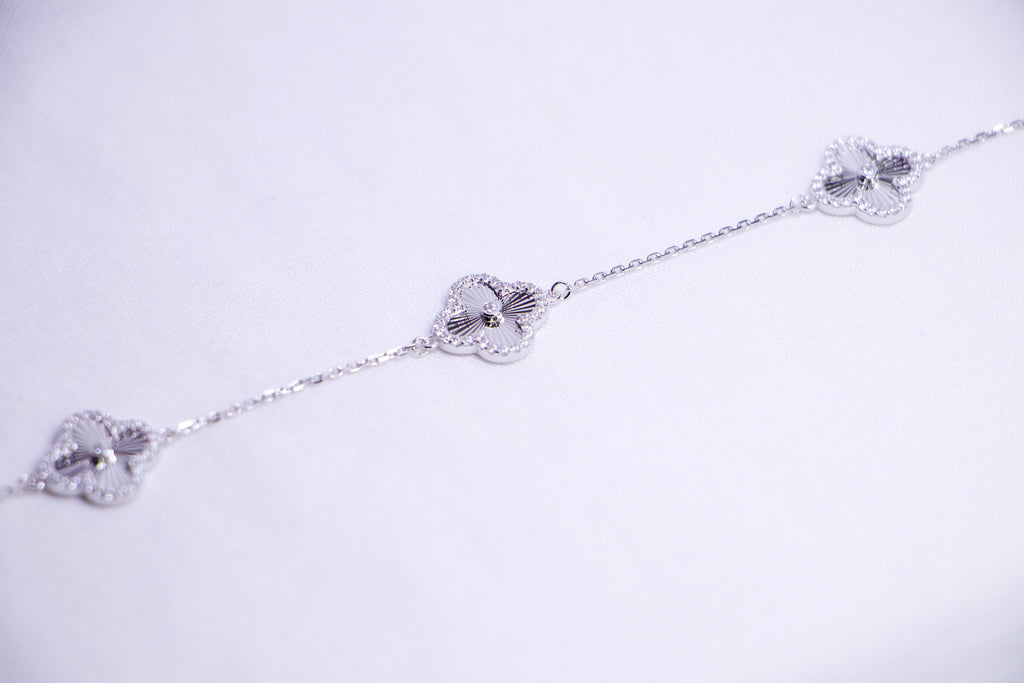 Silver Clover Diamond Bracelet