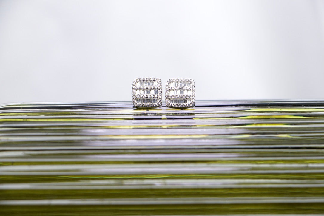 Diamond Square Stud Earrings