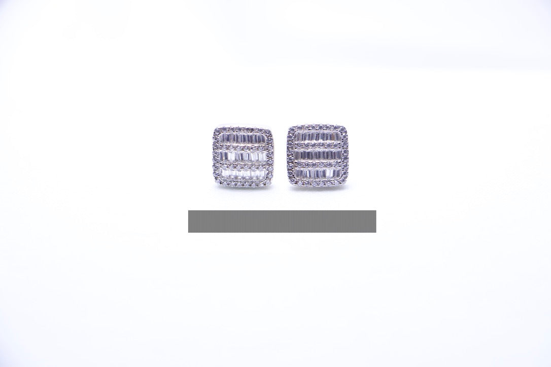 Diamond Square Stud Earrings