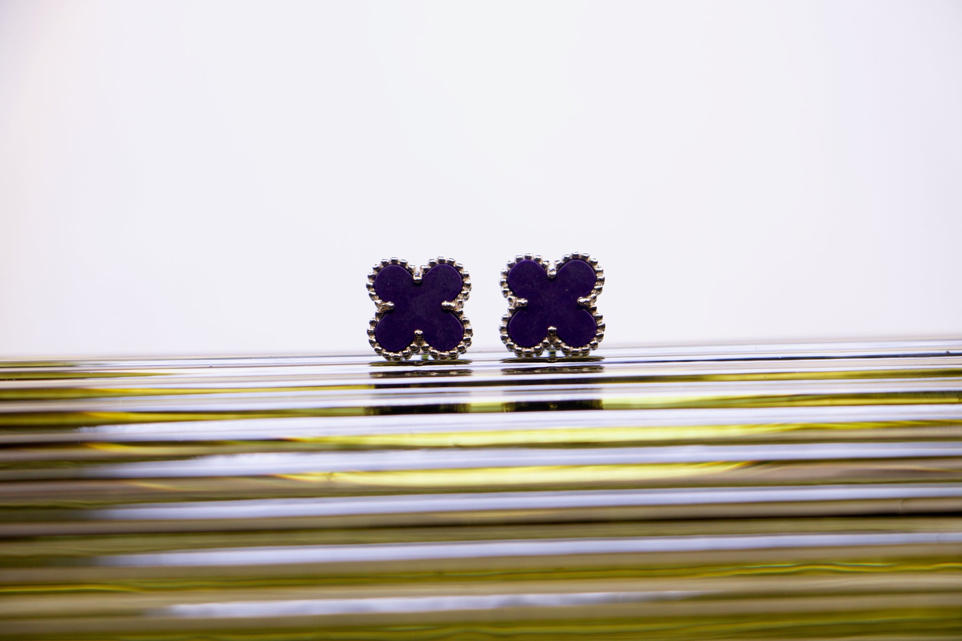 Navy Clover Stud Earrings