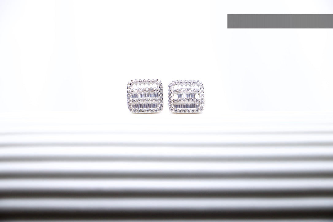 Diamond Square Stud Earrings