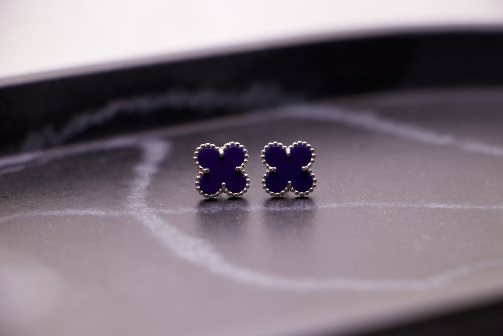 Navy Clover Stud Earrings
