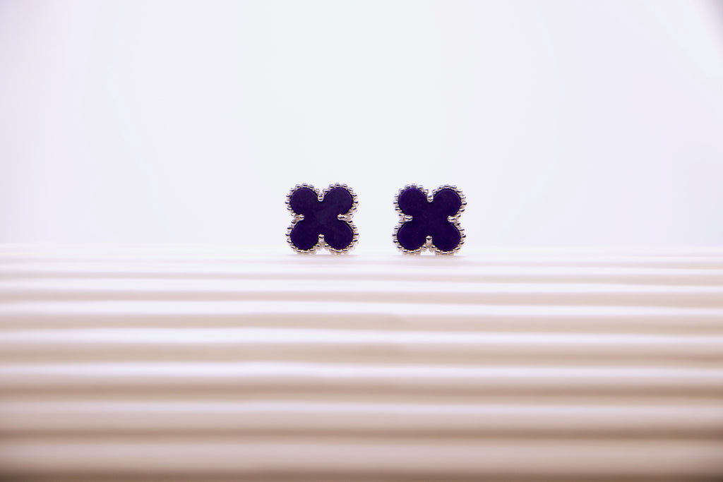 Navy Clover Stud Earrings