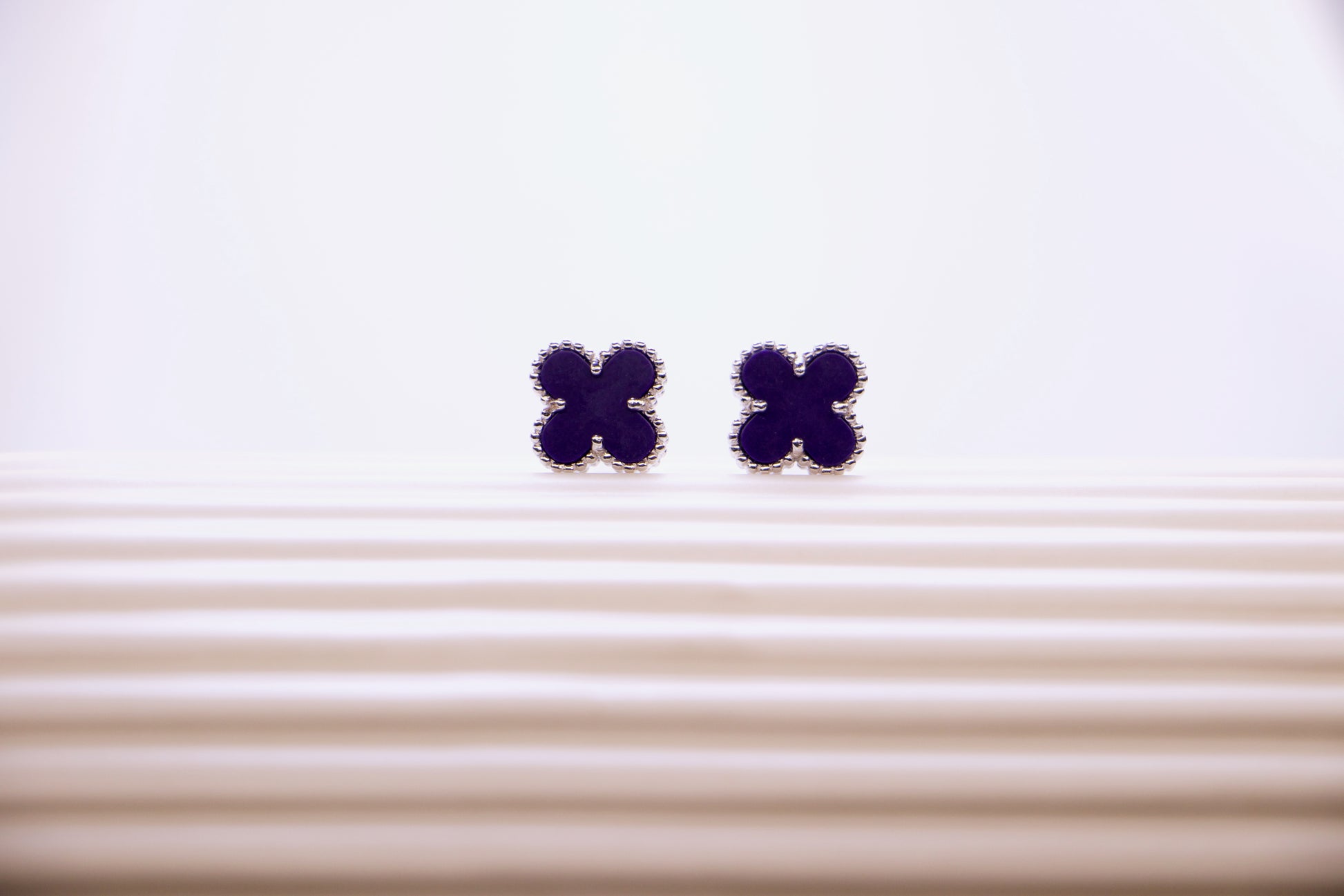 Navy Clover Stud Earrings
