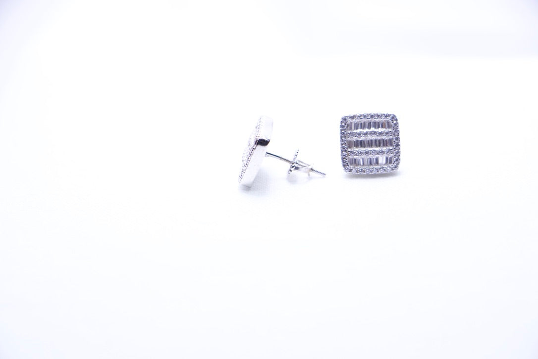 Diamond Square Stud Earrings