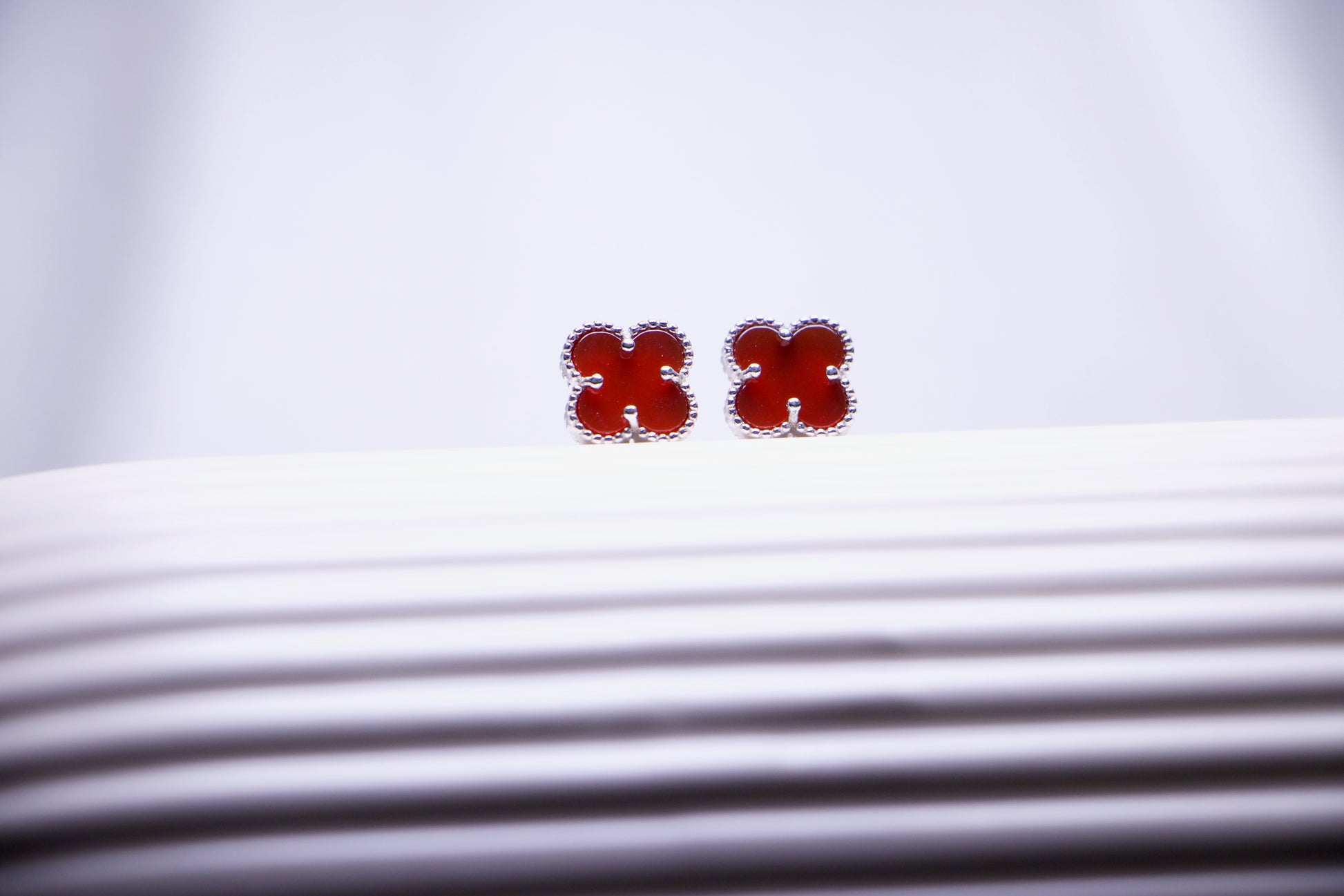 Garnet Blossom Sterling Silver Stud Earrings