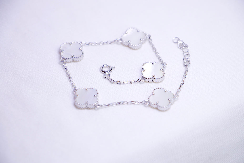 Silver Iridescent Clover Diamond Bracelet
