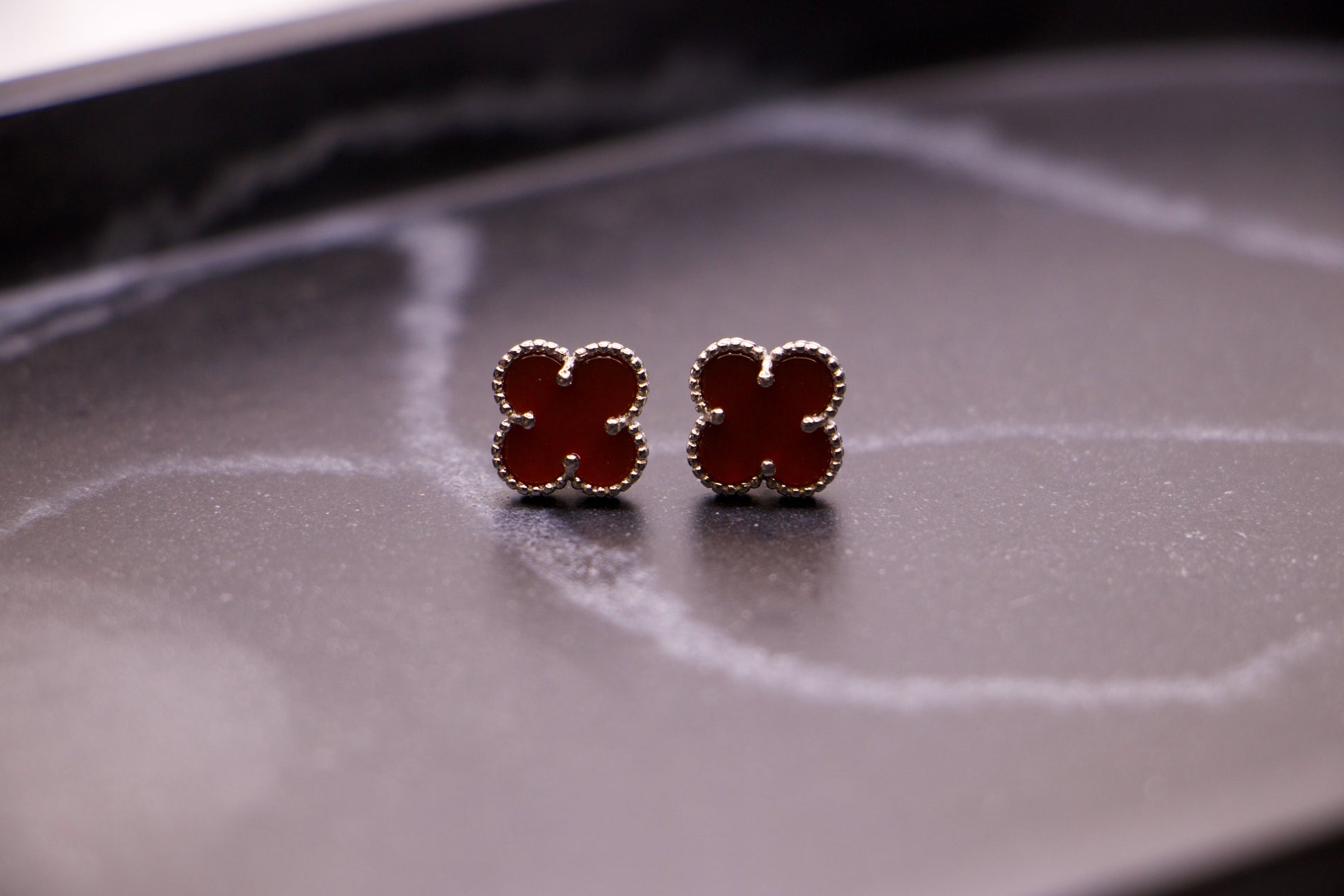 Garnet Blossom Sterling Silver Stud Earrings