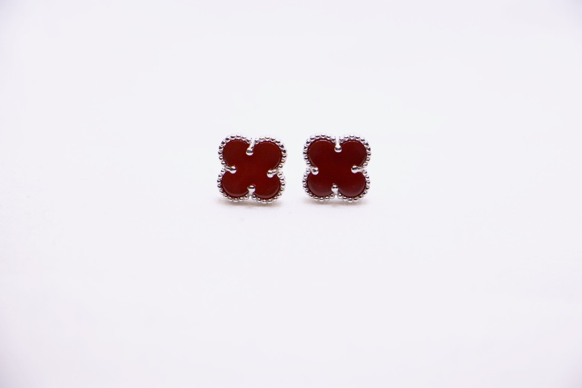 Garnet Blossom Sterling Silver Stud Earrings