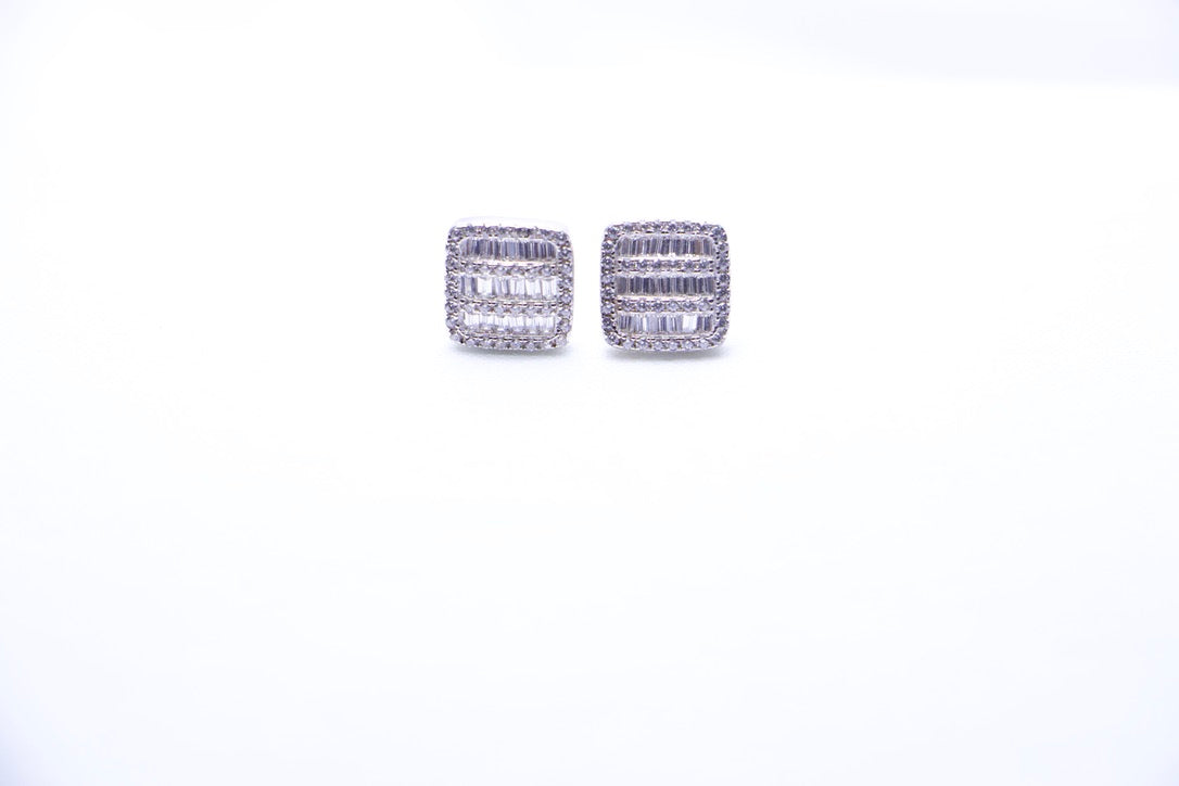 Diamond Square Stud Earrings