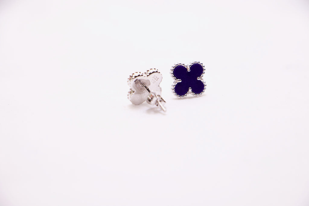 Navy Clover Stud Earrings
