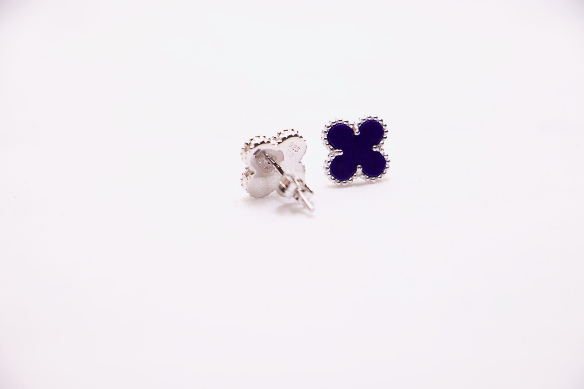Navy Clover Stud Earrings