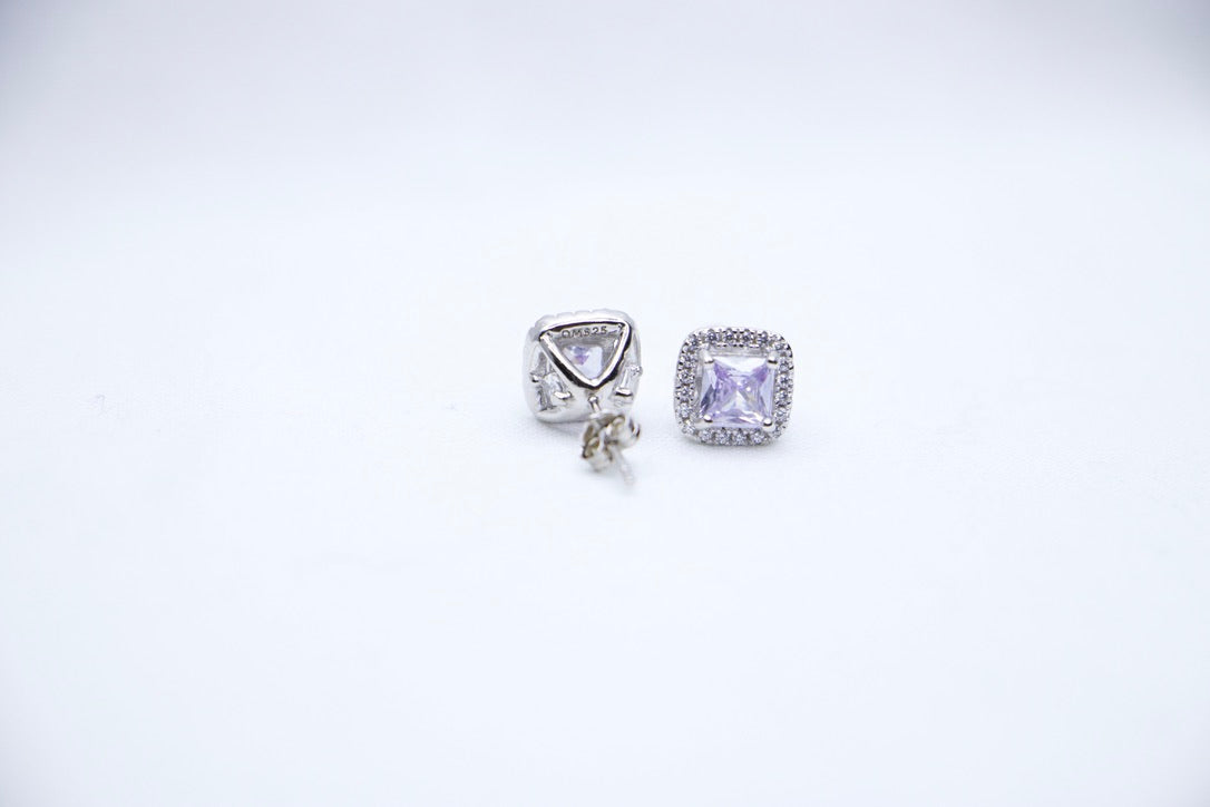 Amethyst Halo Stud Earrings