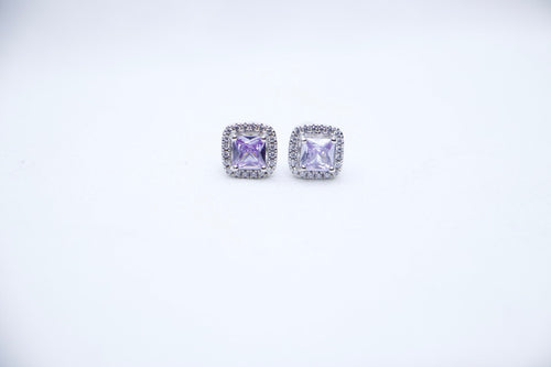 Amethyst Halo Stud Earrings