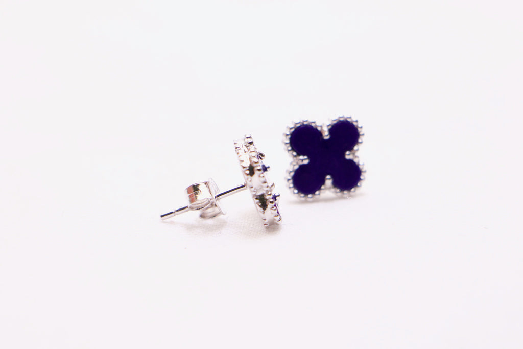 Navy Clover Stud Earrings
