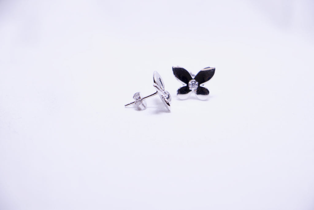 Butterfly Stud Earrings with Diamond Accent