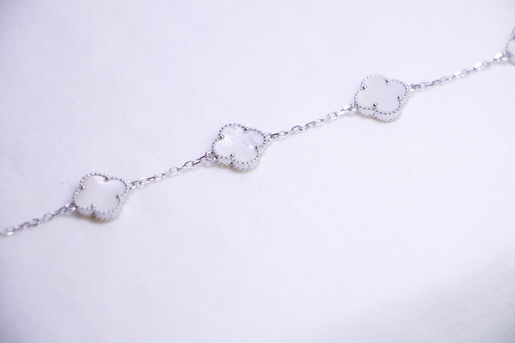 Silver Iridescent Clover Diamond Bracelet