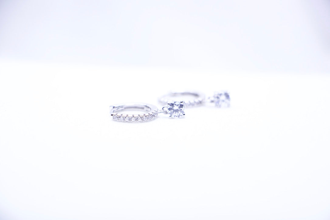 Chic Hoop Earrings with Diamond Dangle
