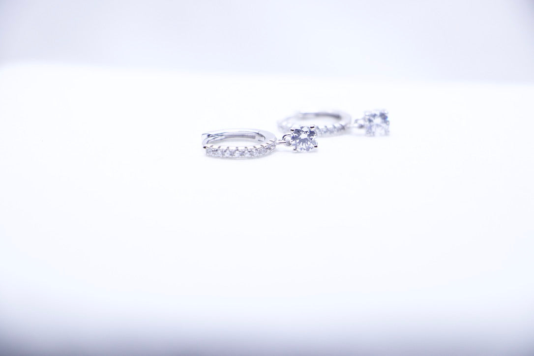 Chic Hoop Earrings with Diamond Dangle