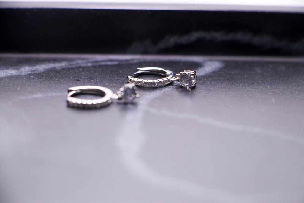 Chic Hoop Earrings with Diamond Dangle