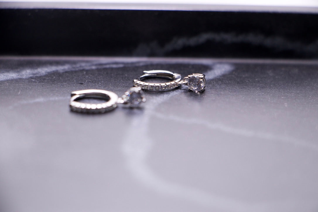 Chic Hoop Earrings with Diamond Dangle
