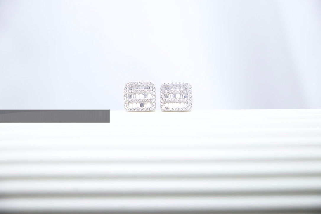 Diamond Square Stud Earrings