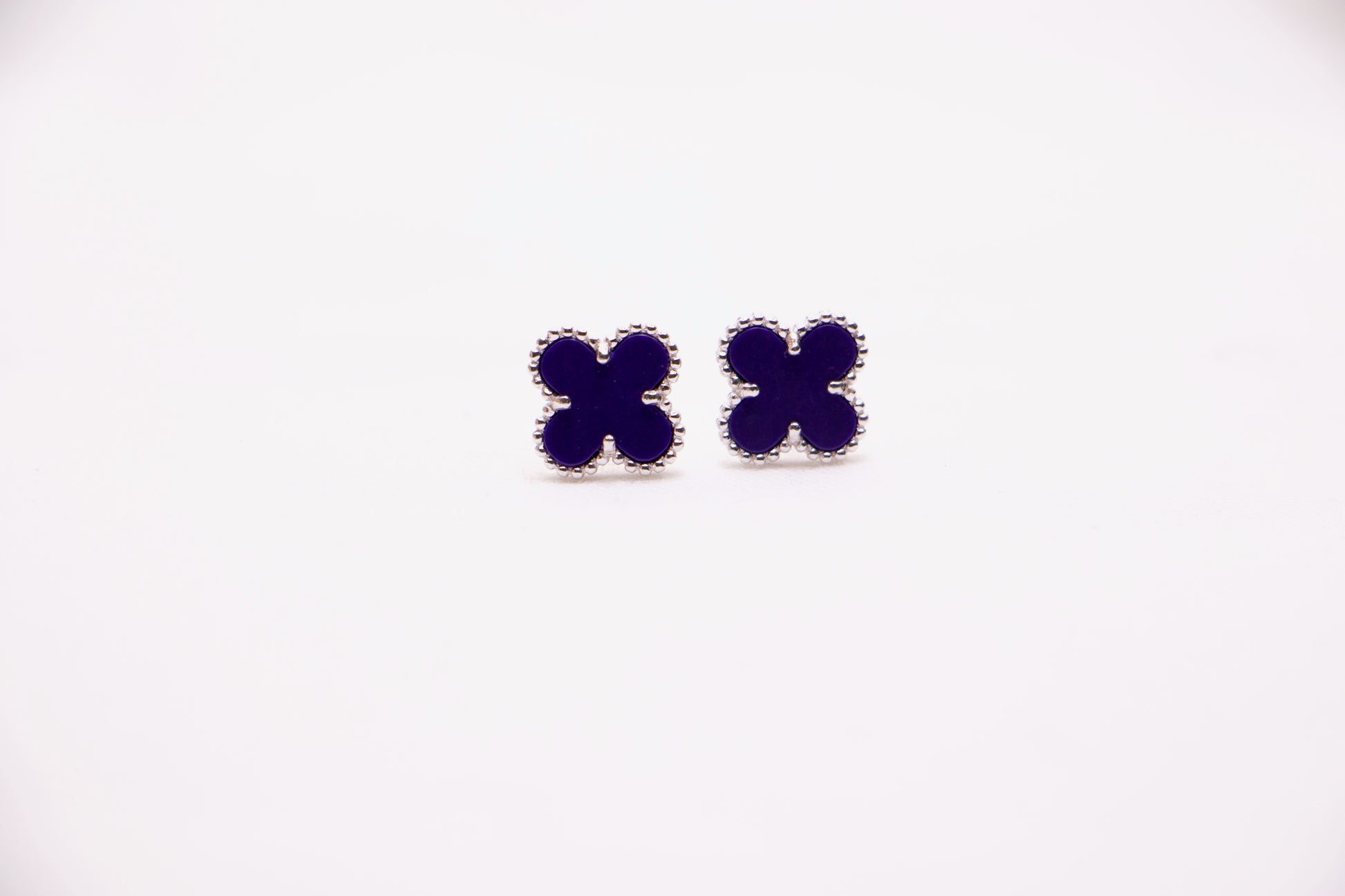 Navy Clover Stud Earrings