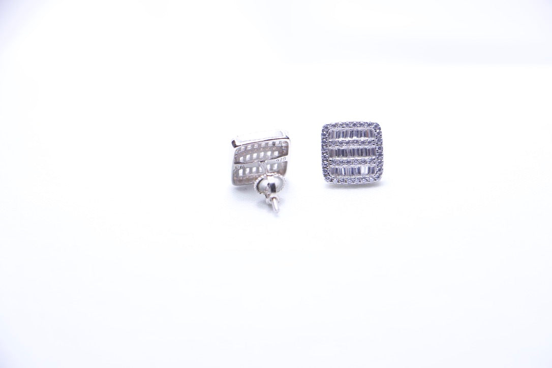 Diamond Square Stud Earrings