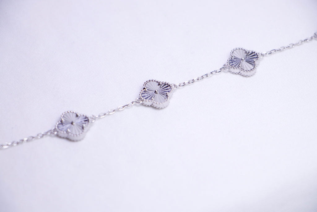 Silver Clover Petite Diamond Bracelet