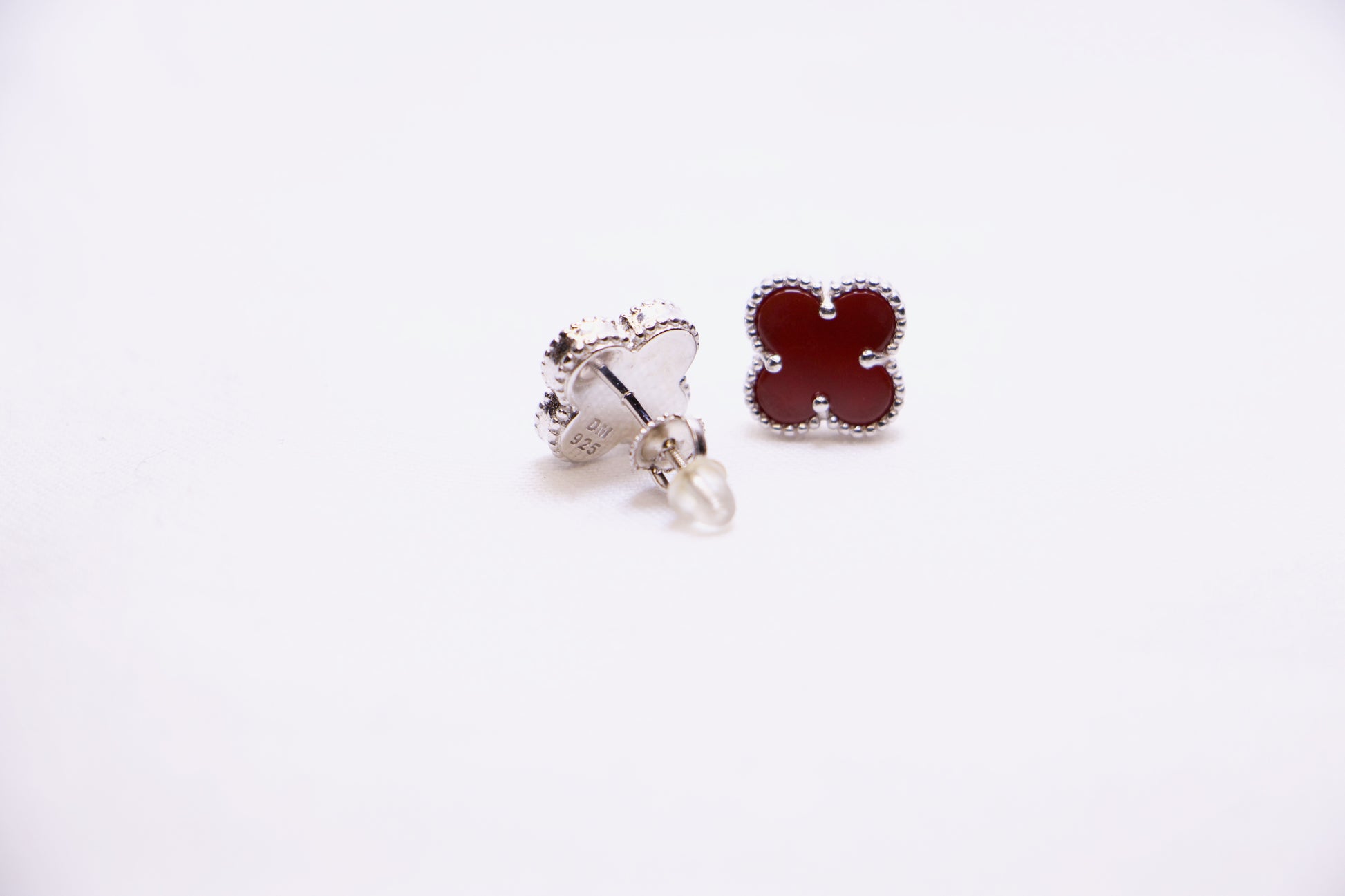 Garnet Blossom Sterling Silver Stud Earrings