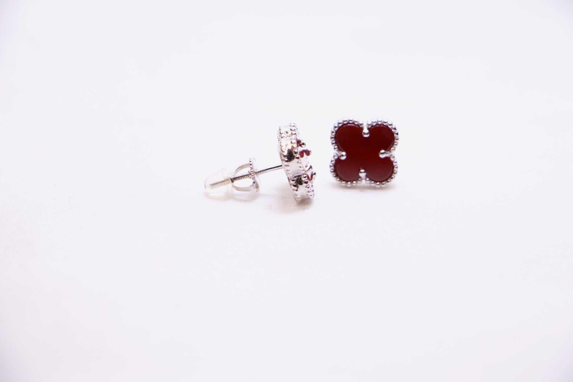 Garnet Blossom Sterling Silver Stud Earrings
