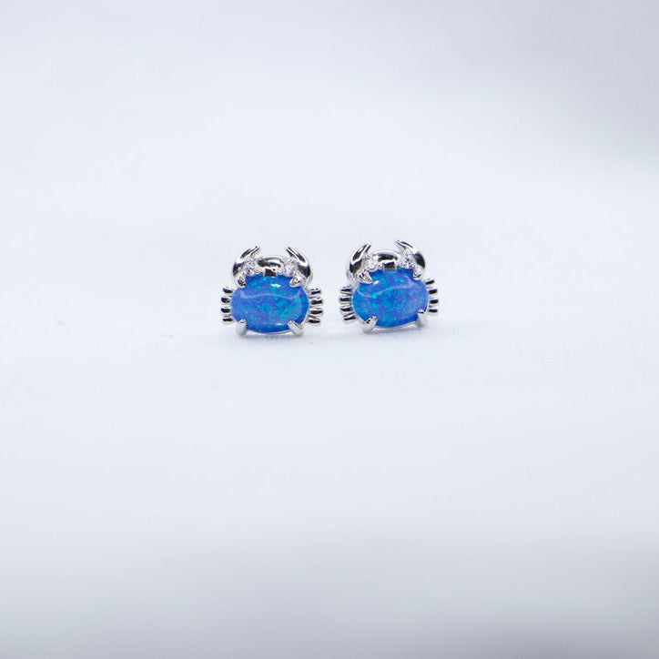 Whimsical crab opal gemstone earrings, playful and unique, perfect gift for her birthday.