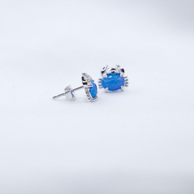 Whimsical crab opal gemstone earrings, playful and unique, perfect gift for her birthday.